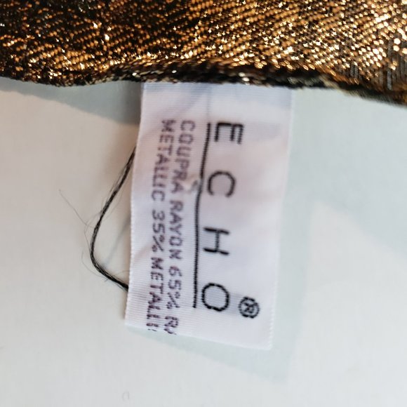 VTG Echo Scarf, Gold Metallic Black  Rectangular 58.5" x 10.5" Made in Japan - Picture 3 of 7